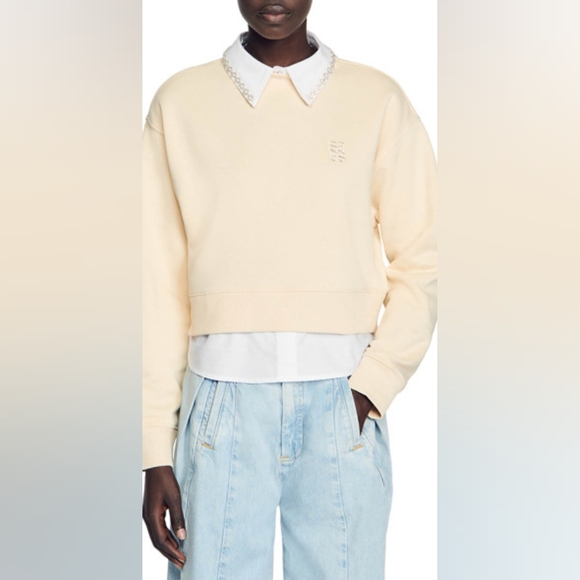 Sandro Lorane Layered Look Sweatshirt - Picture 1 of 12